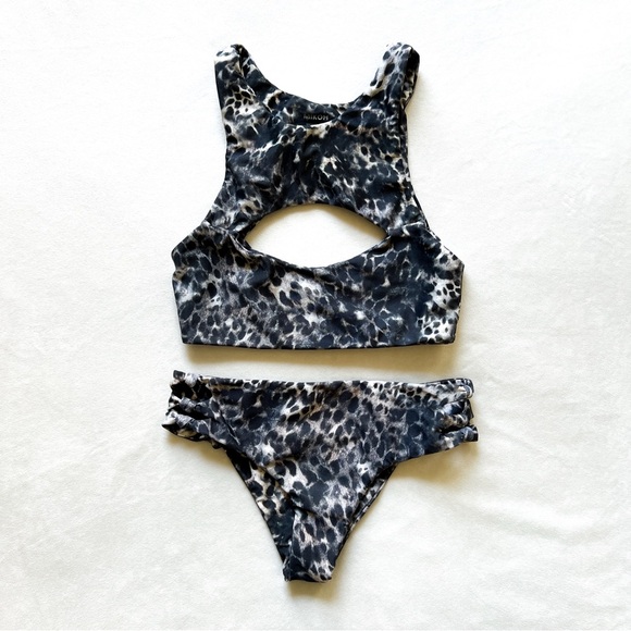 Mikoh Black and Gray Leopard Print Bikini Set - XS - Picture 1 of 4